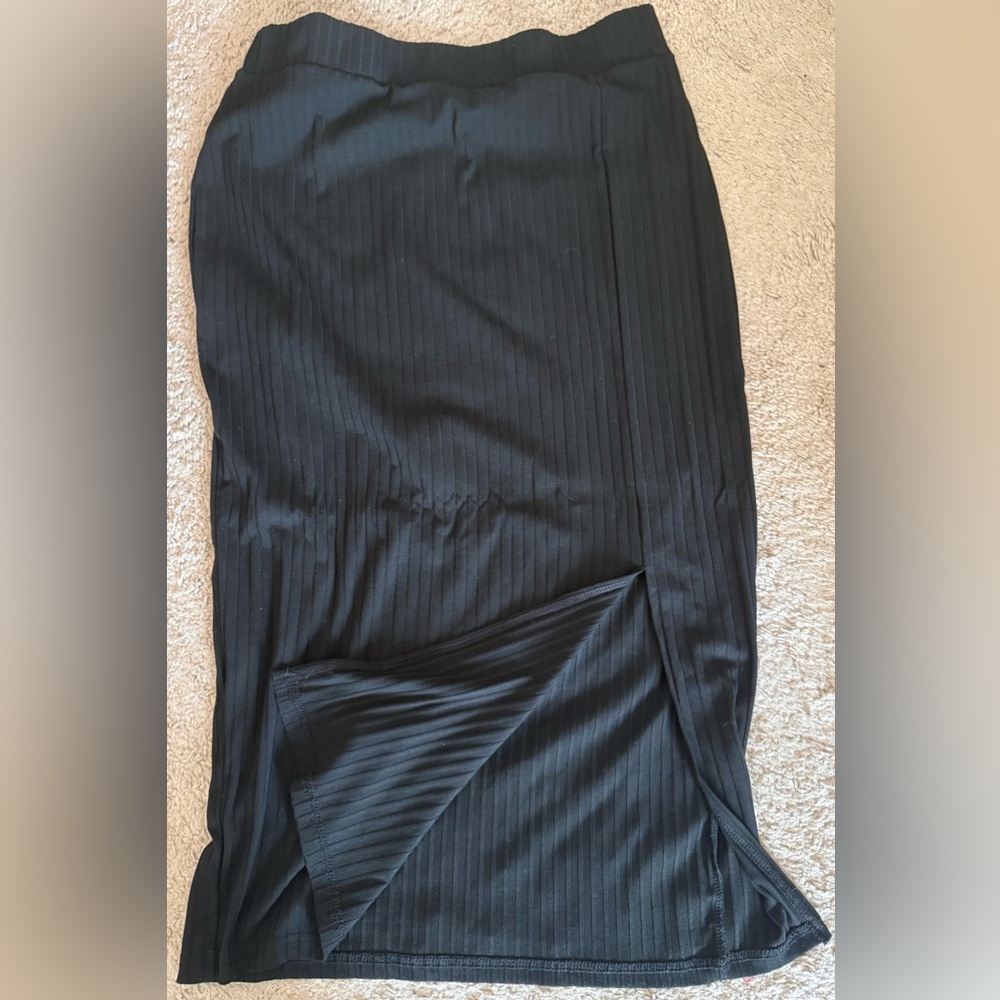 Black Ribbed Pencil Skirt | XXL